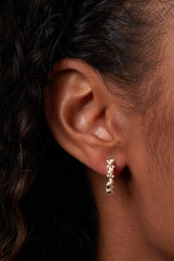 Vale Pearl Hoop Earrings" can be rewritten as "Vale Elegant Pearl Hoop Earrings.