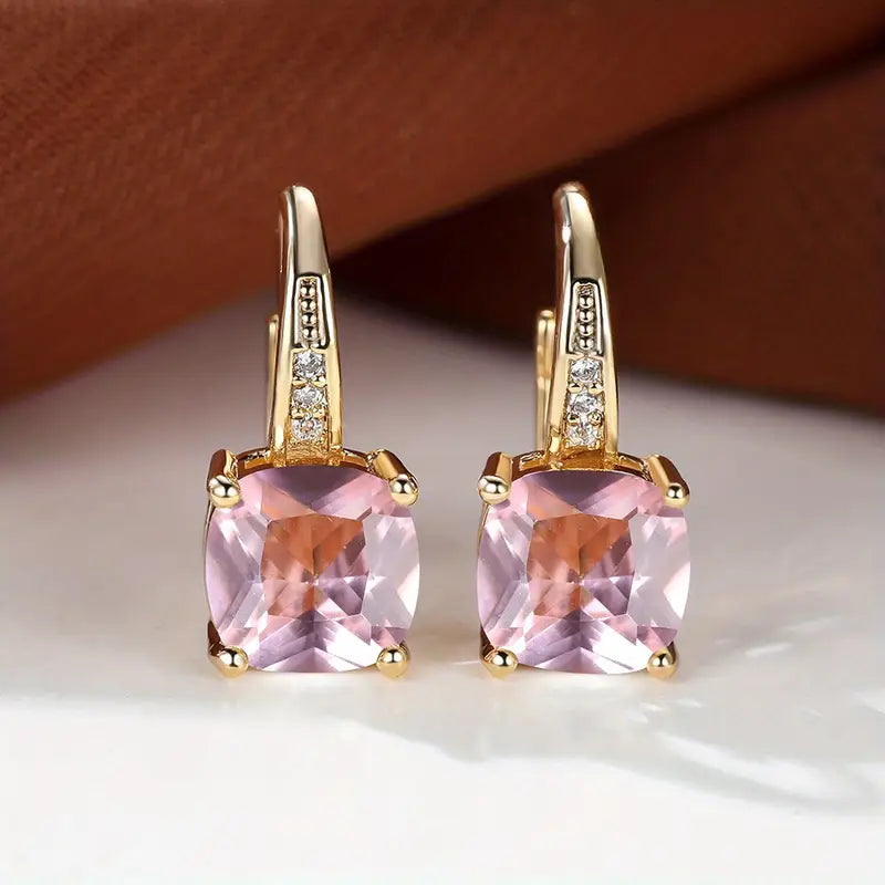 Candice - Gold Mystic Stone Hoop Earrings