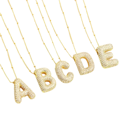 Aisha - Gold Initial Necklace with Bubble Letter Design