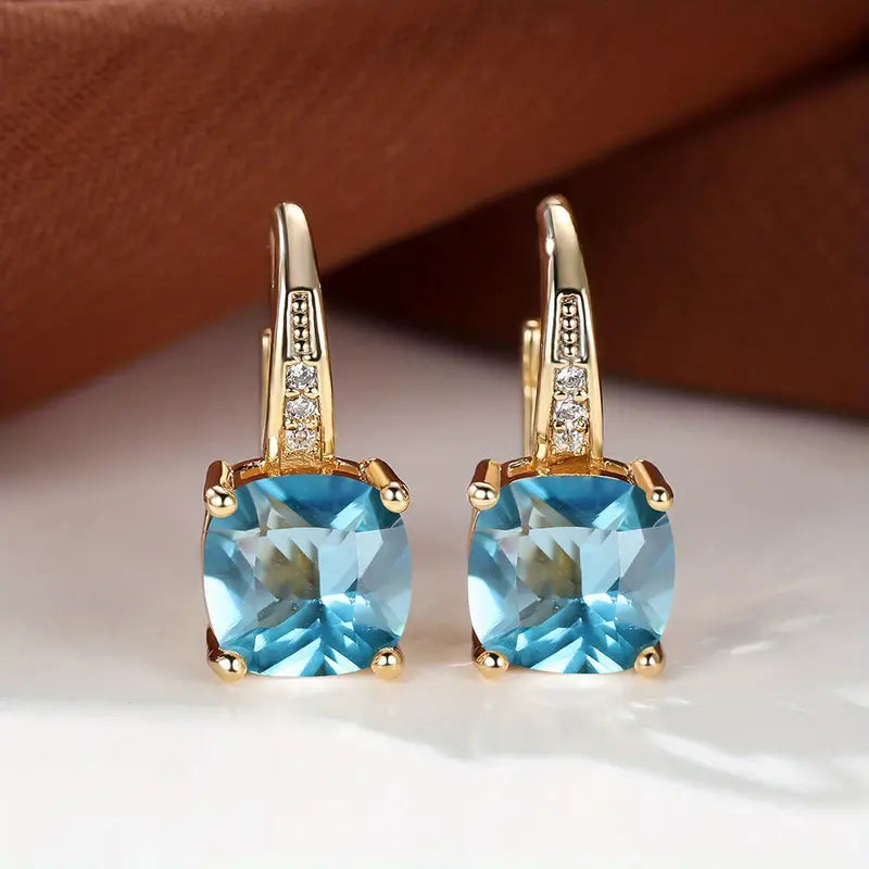Candice - Gold Mystic Stone Hoop Earrings