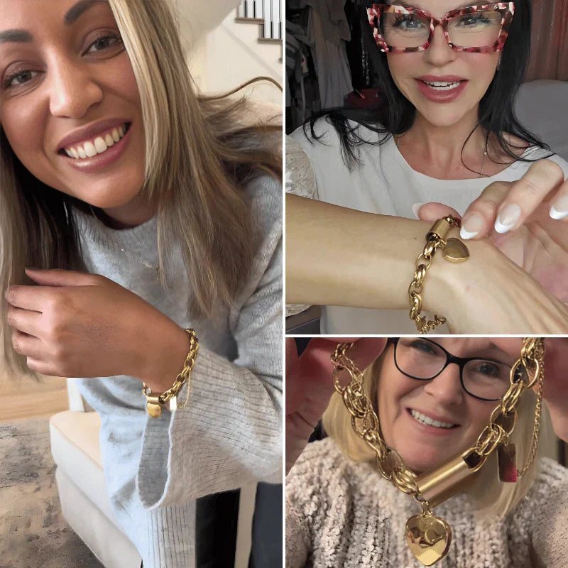 Audrey - Gold Chunky Heart Bracelet