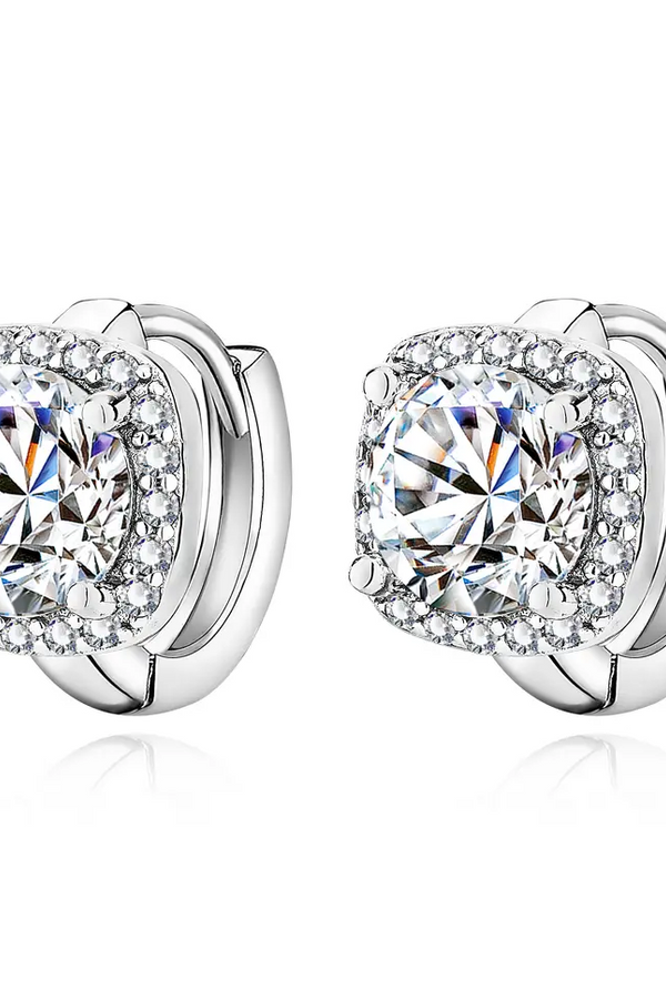 Nadine - Square Earrings in White Gold