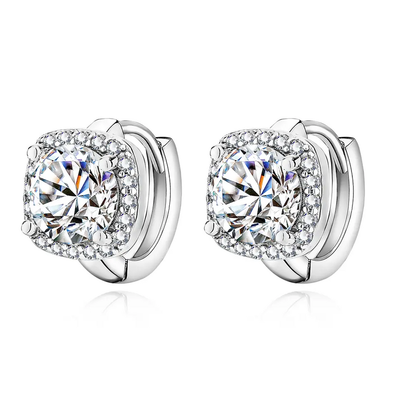 Nadine - Square Earrings in White Gold