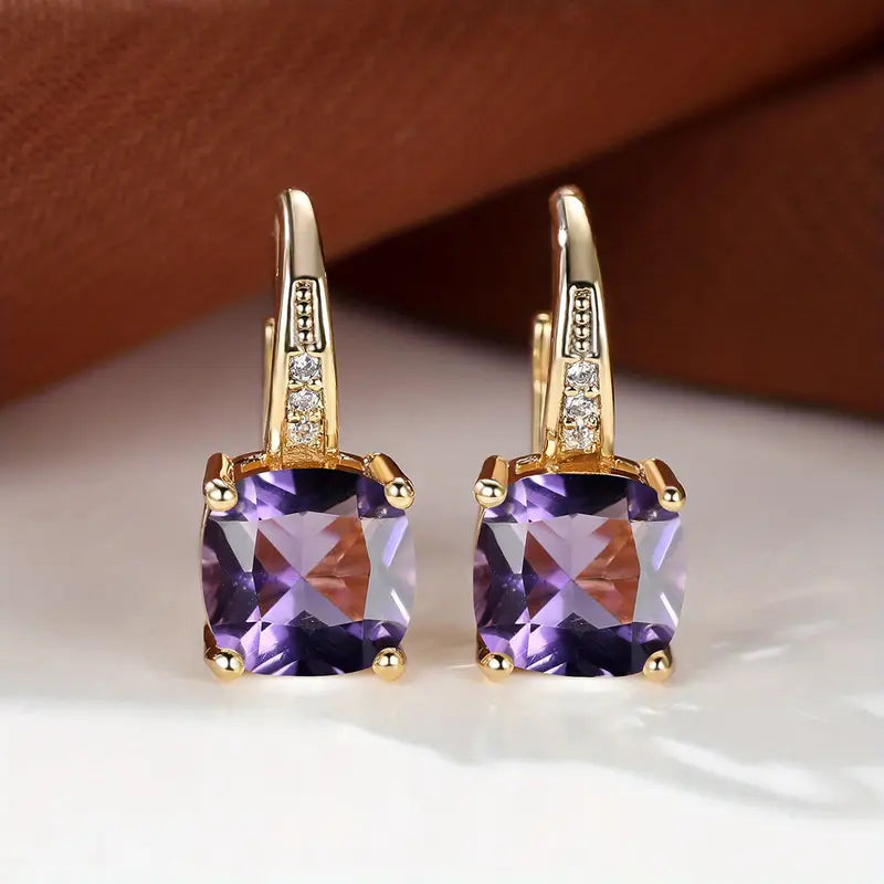 Candice - Gold Mystic Stone Hoop Earrings