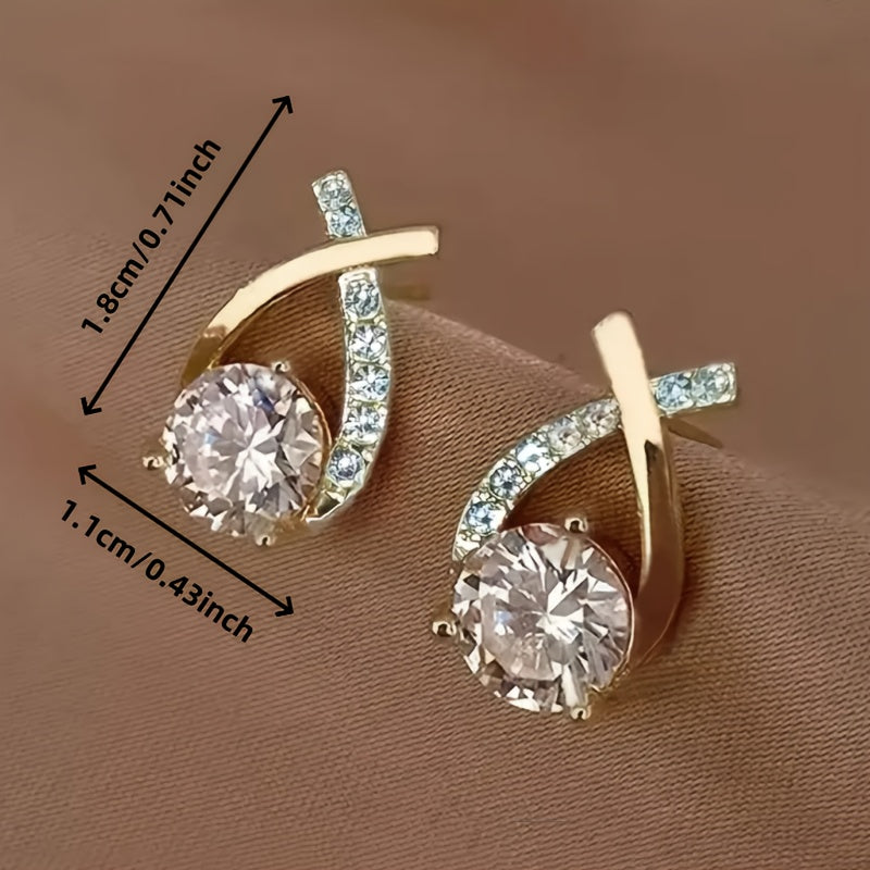 O&O - Golden Cross Zirconia Stud Earrings" can be rewritten as "O&O - Zirconia Stud Earrings with Golden Cross Design.