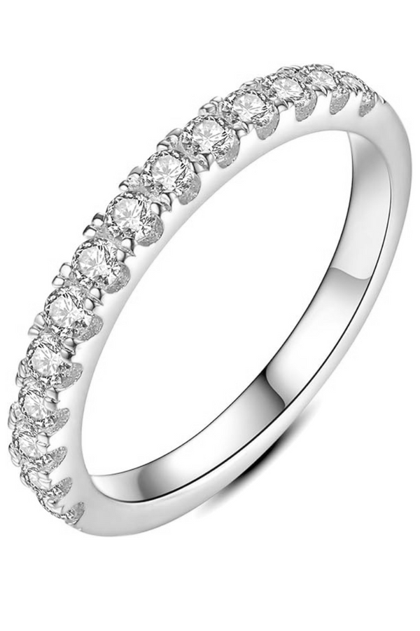 White Gold Moissanite Wedding Band