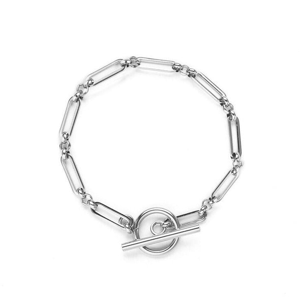 White Gold T-Bar Link Bracelet