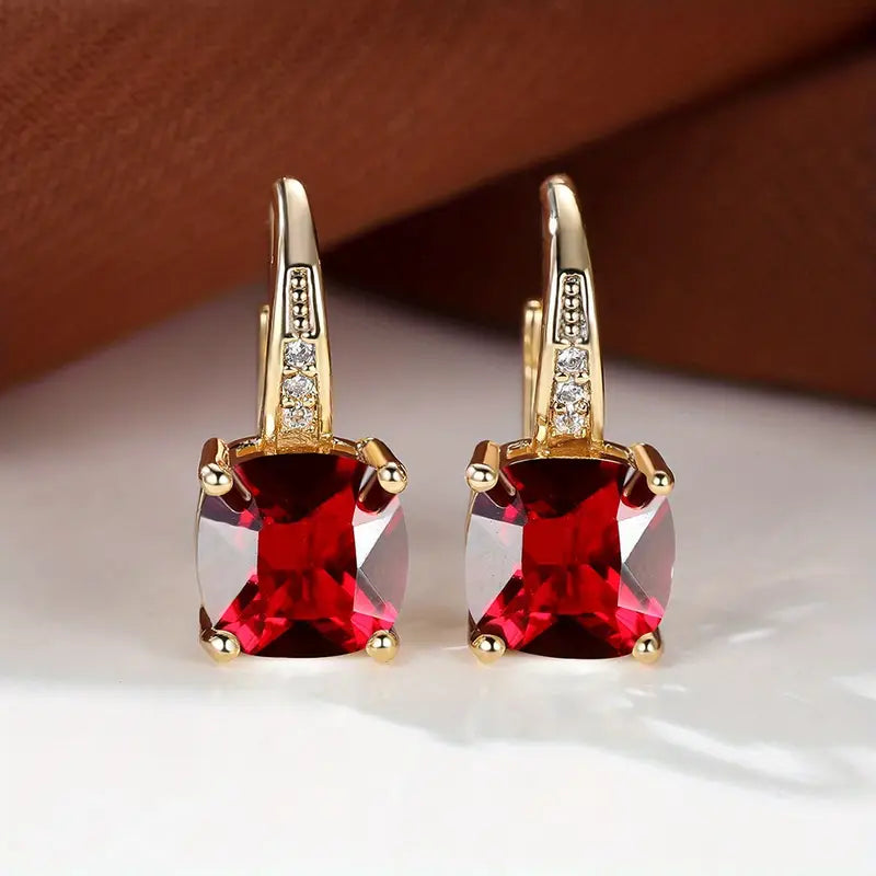 Candice - Gold Mystic Stone Hoop Earrings