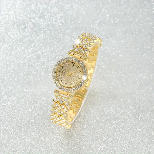 Elegant Gold Watch and Bracelet Set | Luxe Radiance Collection