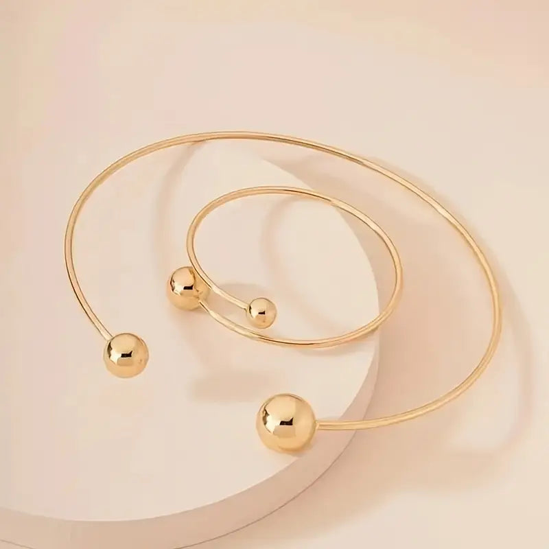 Cassandra - Gold Minimalist Glow Collar and Cuff Bracelet Set