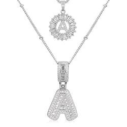 White Gold Moissanite Initial Necklace Set