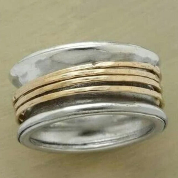 Minimalist Wide Ring with Two-Tone Design