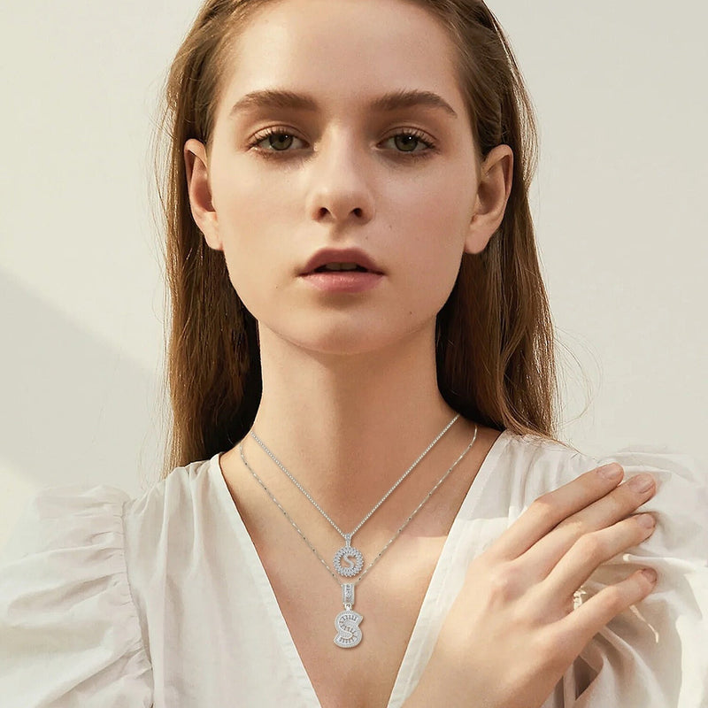 White Gold Moissanite Initial Necklace Set