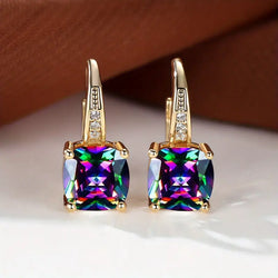 Candice - Gold Mystic Stone Hoop Earrings