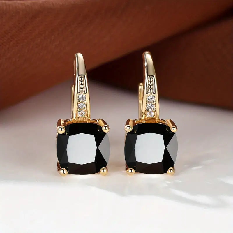 Candice - Gold Mystic Stone Hoop Earrings