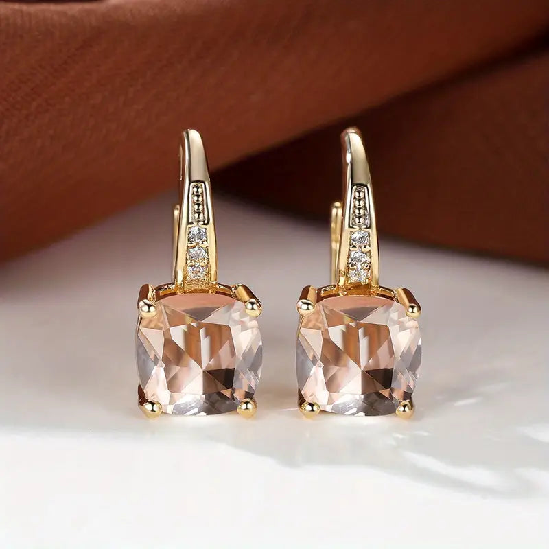 Candice - Gold Mystic Stone Hoop Earrings