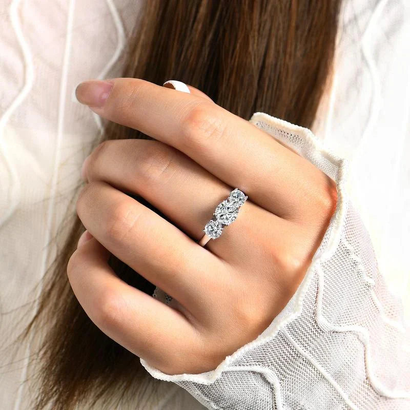 Clare Triple Stone Ring in White Gold