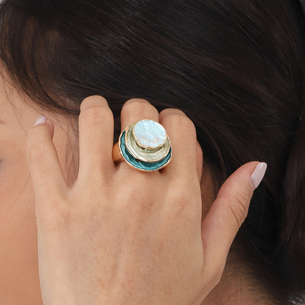 Triple-Layer Enamel Bohemian Ring