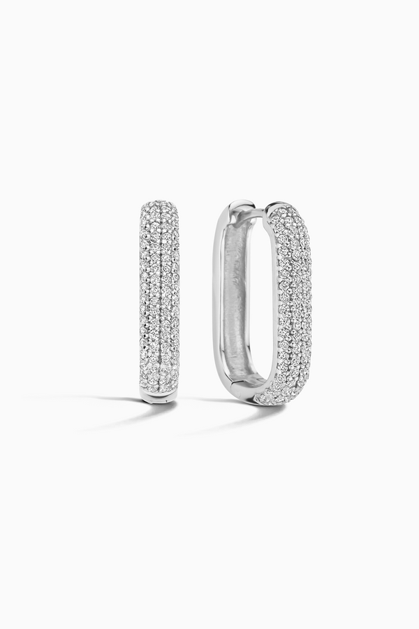 White Gold Iconic Pavé Hoop Earrings