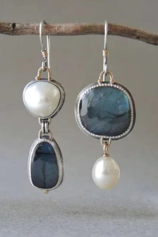 Claire - Classic Blue Stone and Pearl Earrings