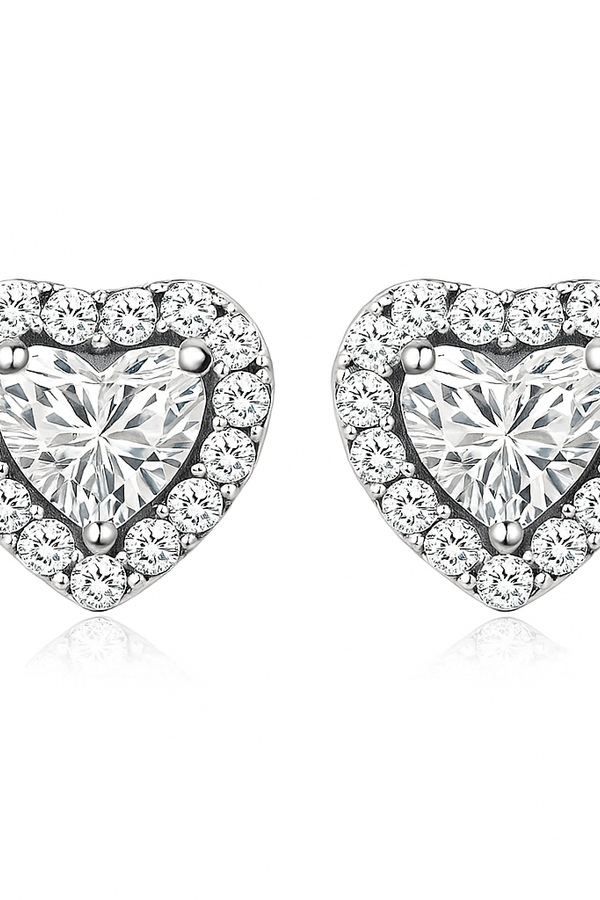 Luna - Heart Earrings in White Gold