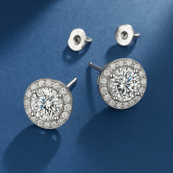 Elowen - White Gold Glacé Glamour Round Earrings