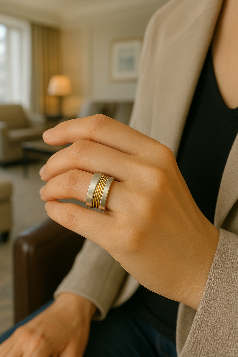 Ring with Silver and Gold Threads