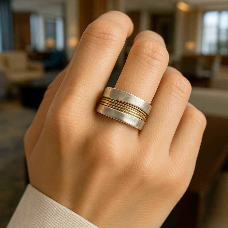 Ring with Silver and Gold Threads