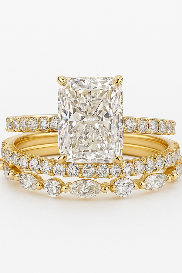 Jaily - 3-Piece Gold Wedding Ring Set