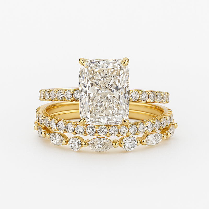 Jaily - 3-Piece Gold Wedding Ring Set