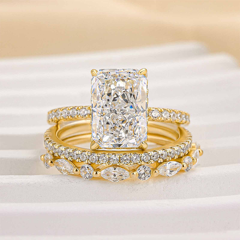 Jaily - 3-Piece Gold Wedding Ring Set