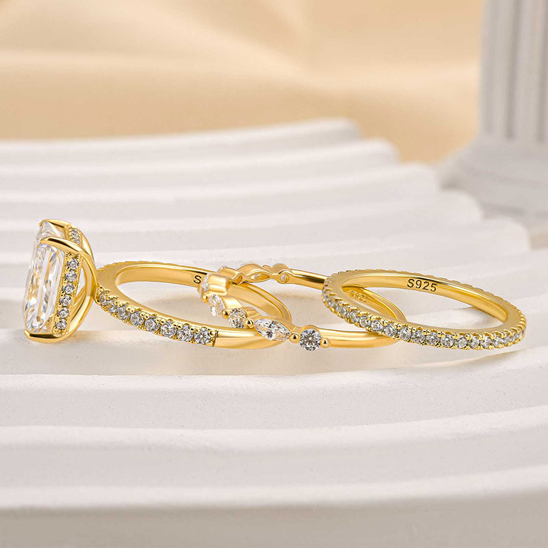 Jaily - 3-Piece Gold Wedding Ring Set
