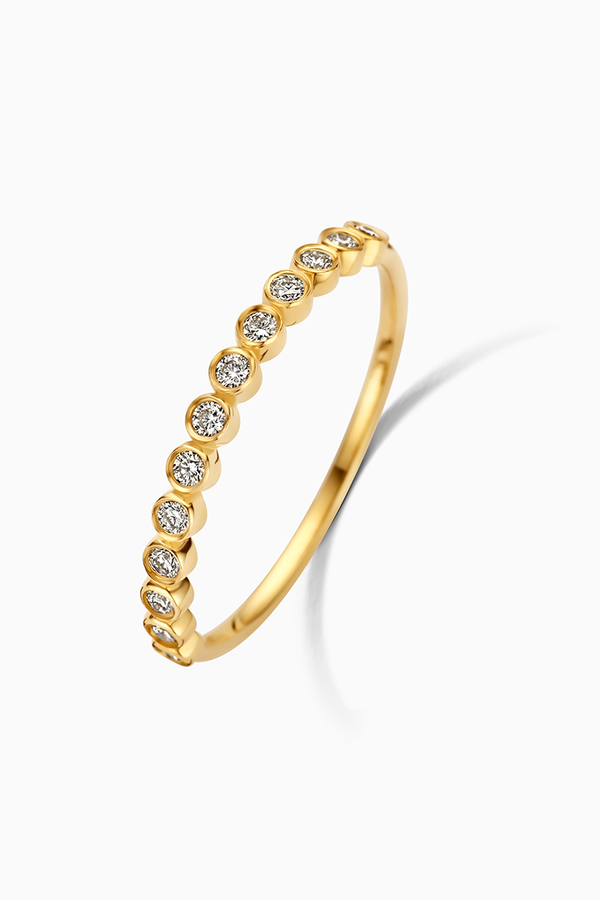 Gold Diamond Bubble Ring