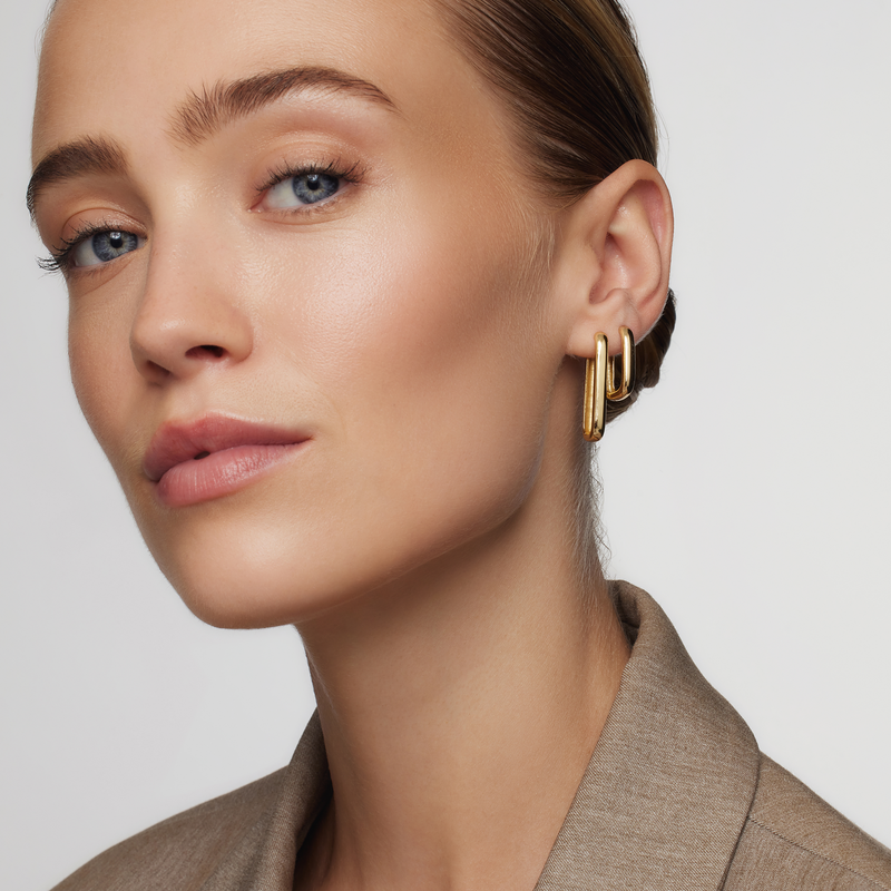 Diana - Gold Large Icon Pavé Hoop Earrings