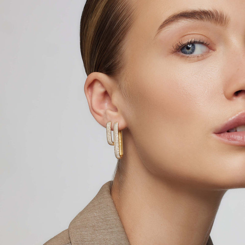 Ellen - Gold Icon Pavé Hoop Earrings