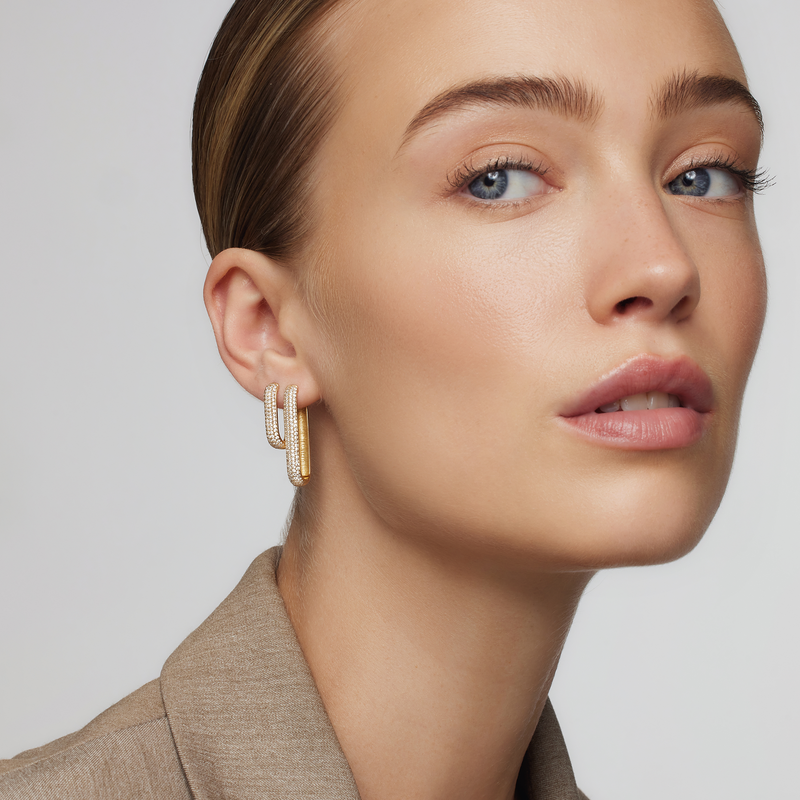 Ellen - Gold Icon Pavé Hoop Earrings