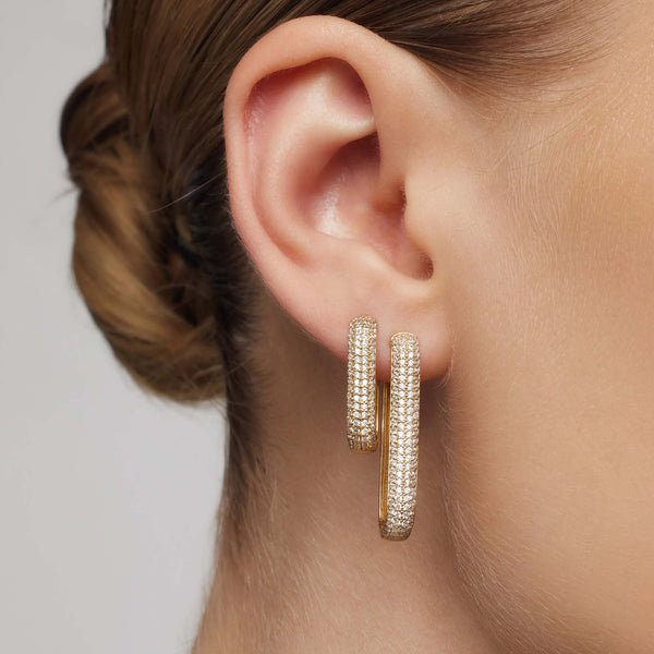 Ellen - Gold Icon Pavé Hoop Earrings