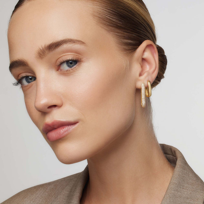 Diana - Gold Large Icon Pavé Hoop Earrings