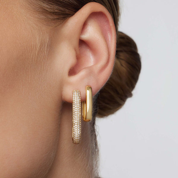 Diana - Gold Large Icon Pavé Hoop Earrings