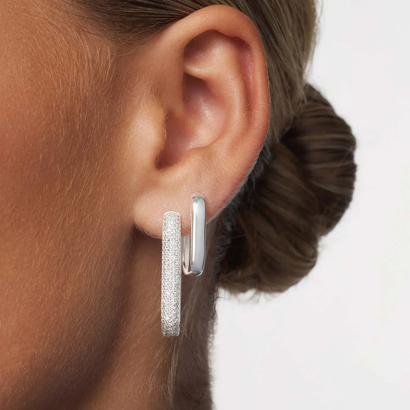 White Gold Large Icon Pavé Hoop Earrings