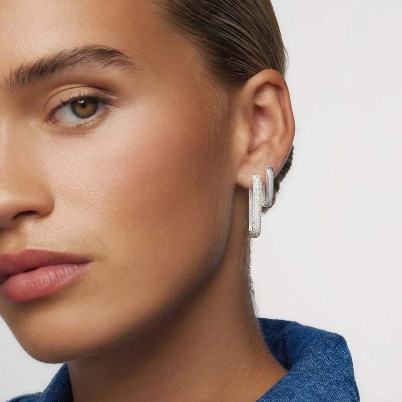 White Gold Large Icon Pavé Hoop Earrings