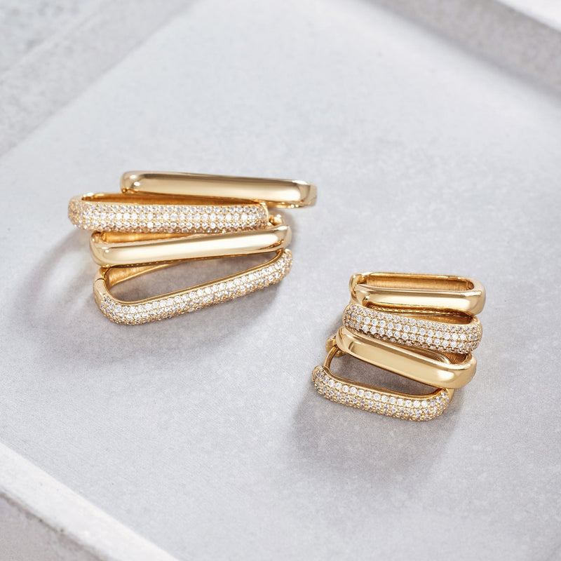 Ellen - Gold Icon Pavé Hoop Earrings