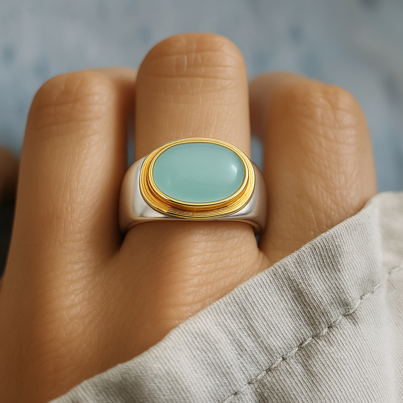 Gabi - Retro Green Moonstone Ring