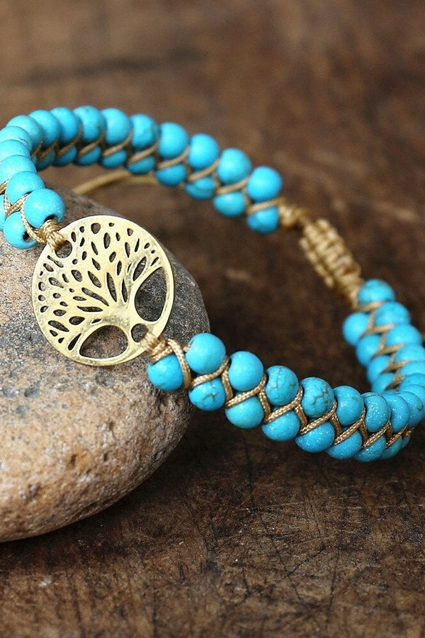 Handcrafted Tree of Life Bracelet Featuring Turquoise Gemstone