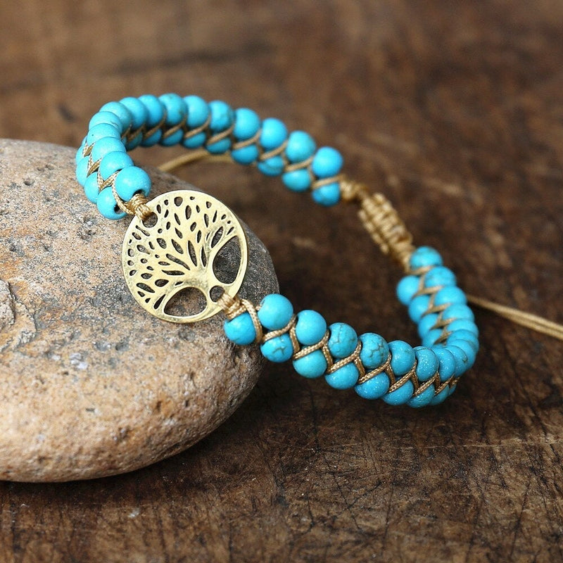 Handcrafted Tree of Life Bracelet Featuring Turquoise Gemstone