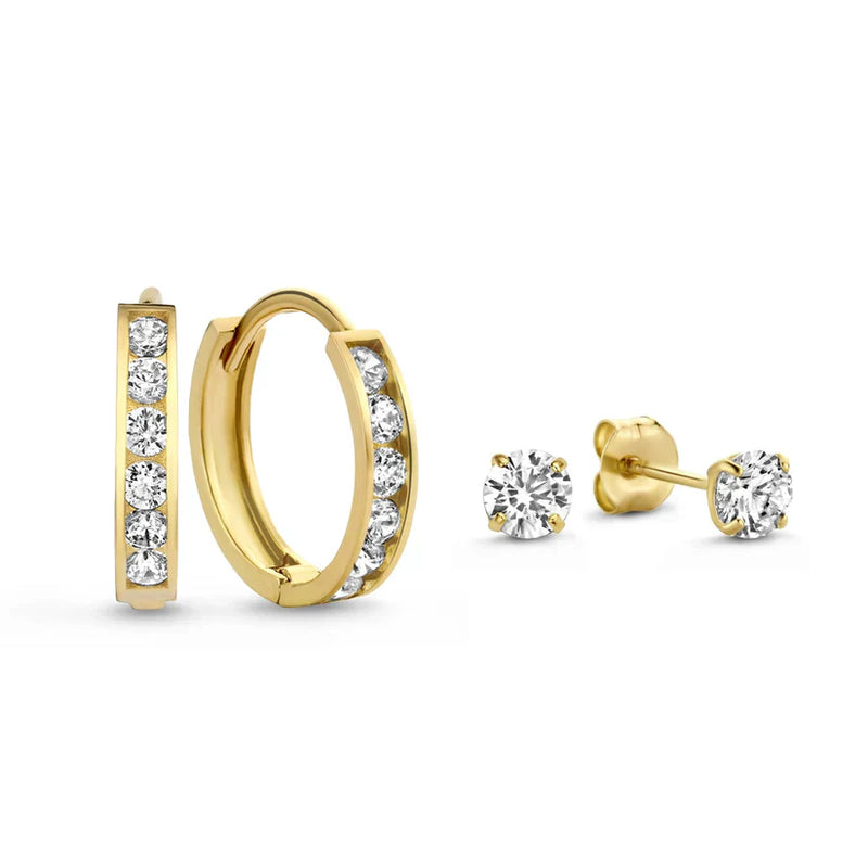 Dara Brillane White Gold Stone Earrings Set
