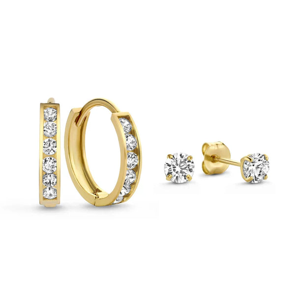 Gold Dara Brillane Stone Earrings Set