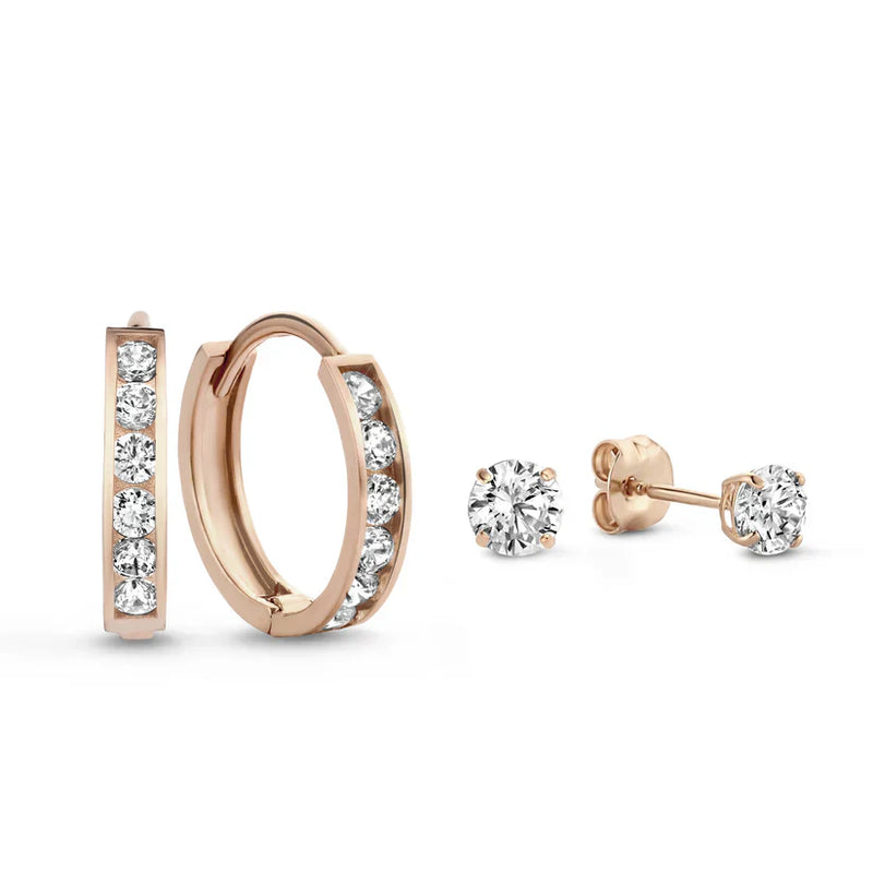 Gold Dara Brillane Stone Earrings Set