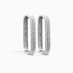 White Gold Large Icon Pavé Hoop Earrings