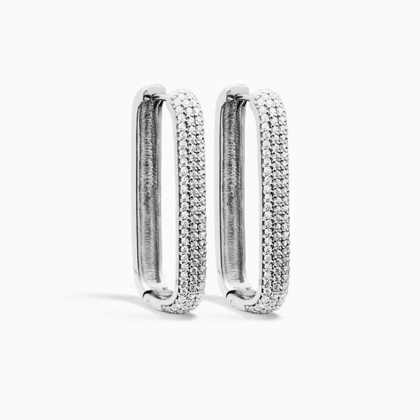 White Gold Large Icon Pavé Hoop Earrings